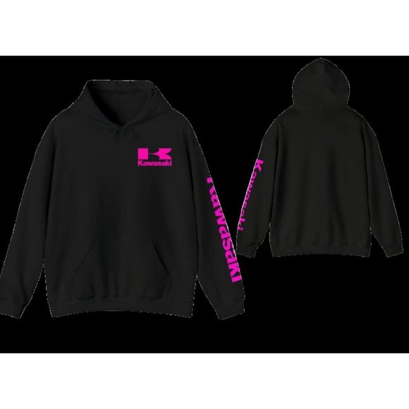 Kawasaki Hoodie Hot Pink hooded sweatshirt for racing https://jcjenney.etsy.com/ - Picture 2 of 7